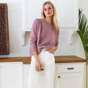 🔴Emerson Fry Carolyn Sweater Rose Pink Organic Cotton Crew Neck Sweater Small